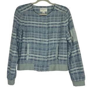 Marrakech blue stripped moto jacket shacket women's size Medium